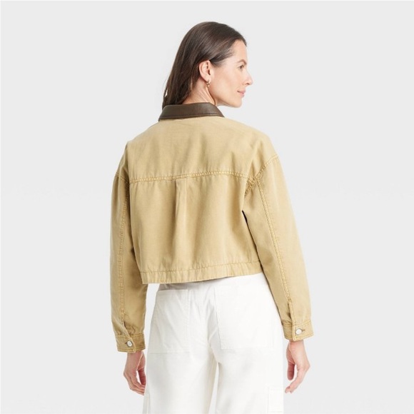 Barn Jacket Tan Jacket with Brown Collar - Picture 7 of 9